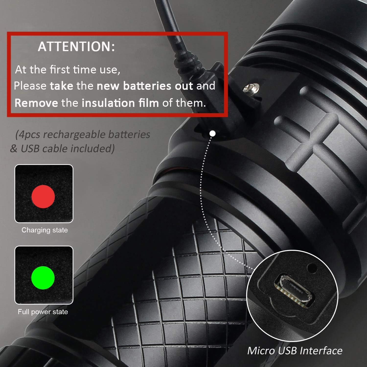 Flashlight Rechargeable Tactical Waterproof Batteries Photo