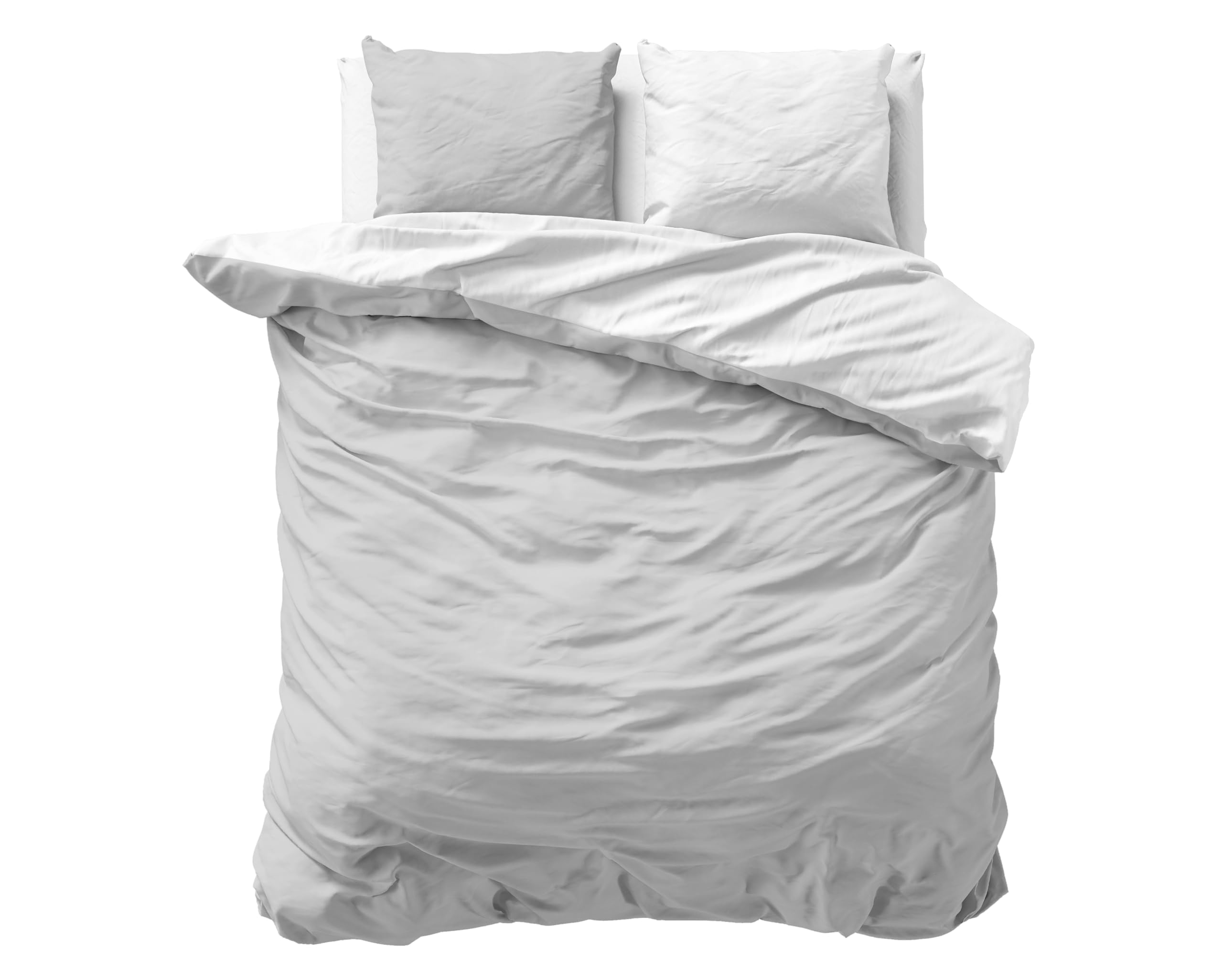 Sleeptime Komplet pościeli 220 x 240 cm - 100% bawełna - biały/szary - miękka poszwa na kołdrę dla 2 osób bez prasowania z zapięciem na guziki, dwukolorowa pościel z 2 poszewkami na poduszkę 60 x 70