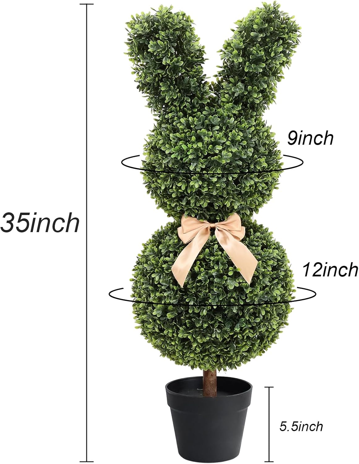 3ft boxwood bunny topiary, 2 pcs faux bunny shape boxwood topiary, 36 inch artificial rabbit shape boxwood for porch, patio, indoor decor
