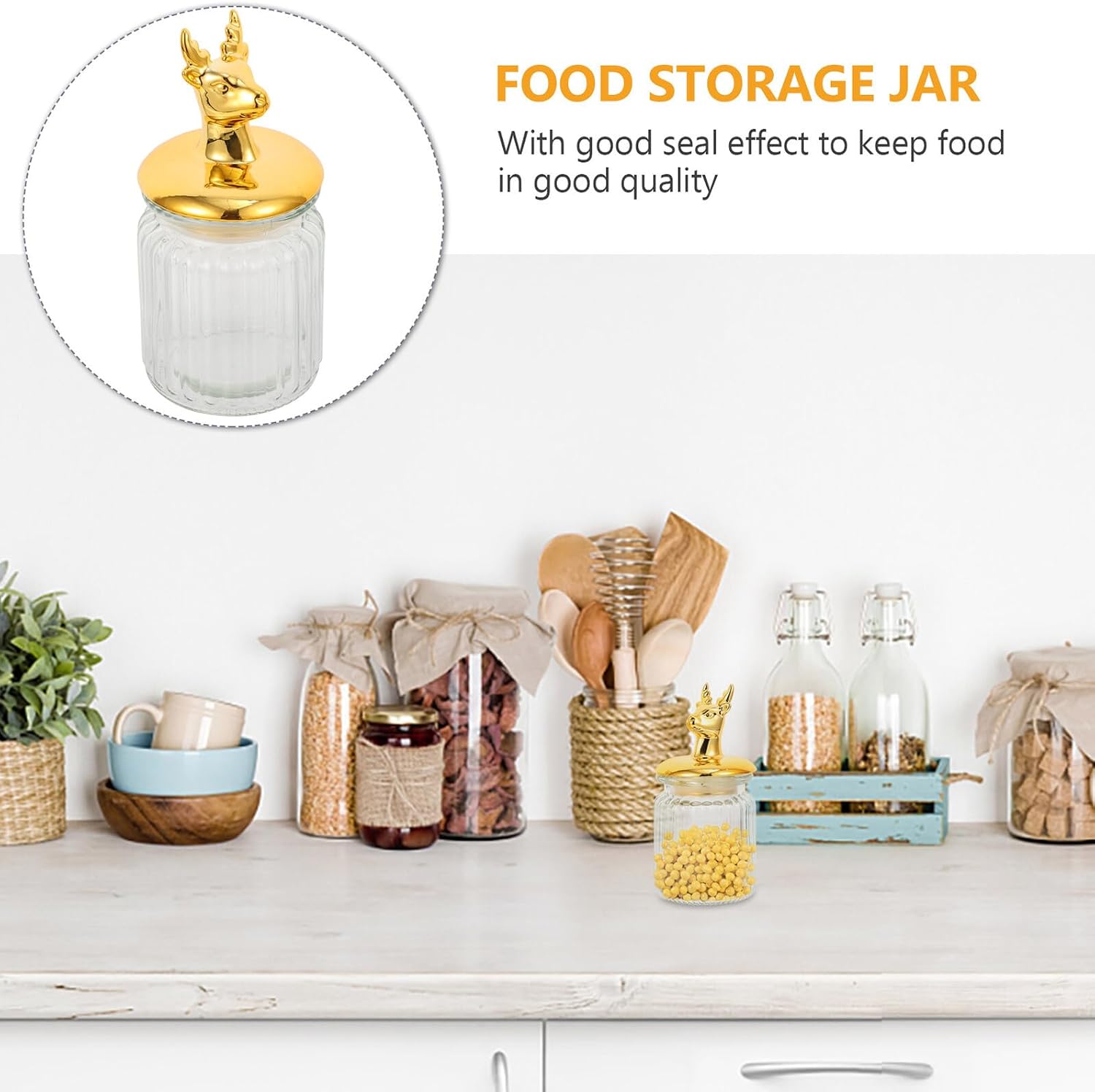 Animal Glass Candy Storage Jars, 2pcs Airtight Glass Tea Canisters with Sealed Lids, European-style Animal Design for Wedding and Party Candy Storage