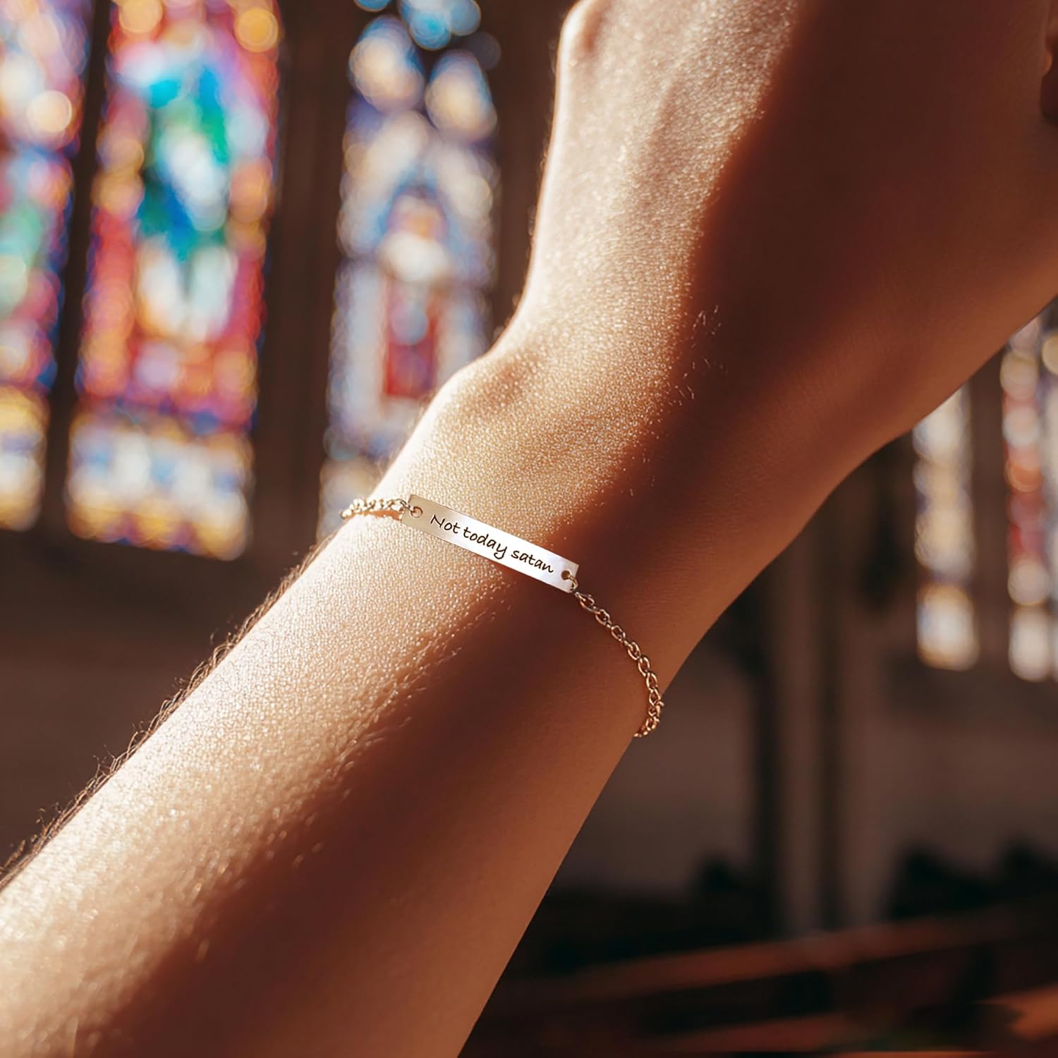 Not Today Satan Bracelet for Women, 925 Sterling Silver Christian Faith Statement Jewelry, Meaningful Gift for Her - Image 4