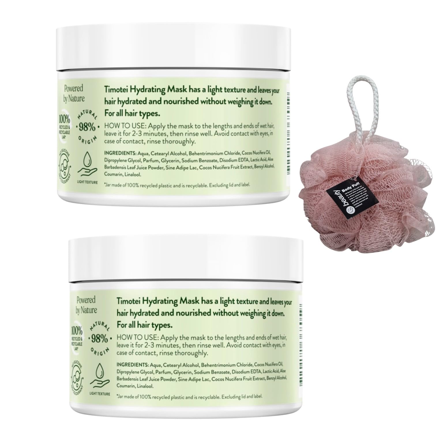 Coconut Milk & Aloe Vera Hydrating Mask By Ť įɱõţëį 300ML Twin Pack With Free Beauty Body Puff(Any Colour) - Image 2