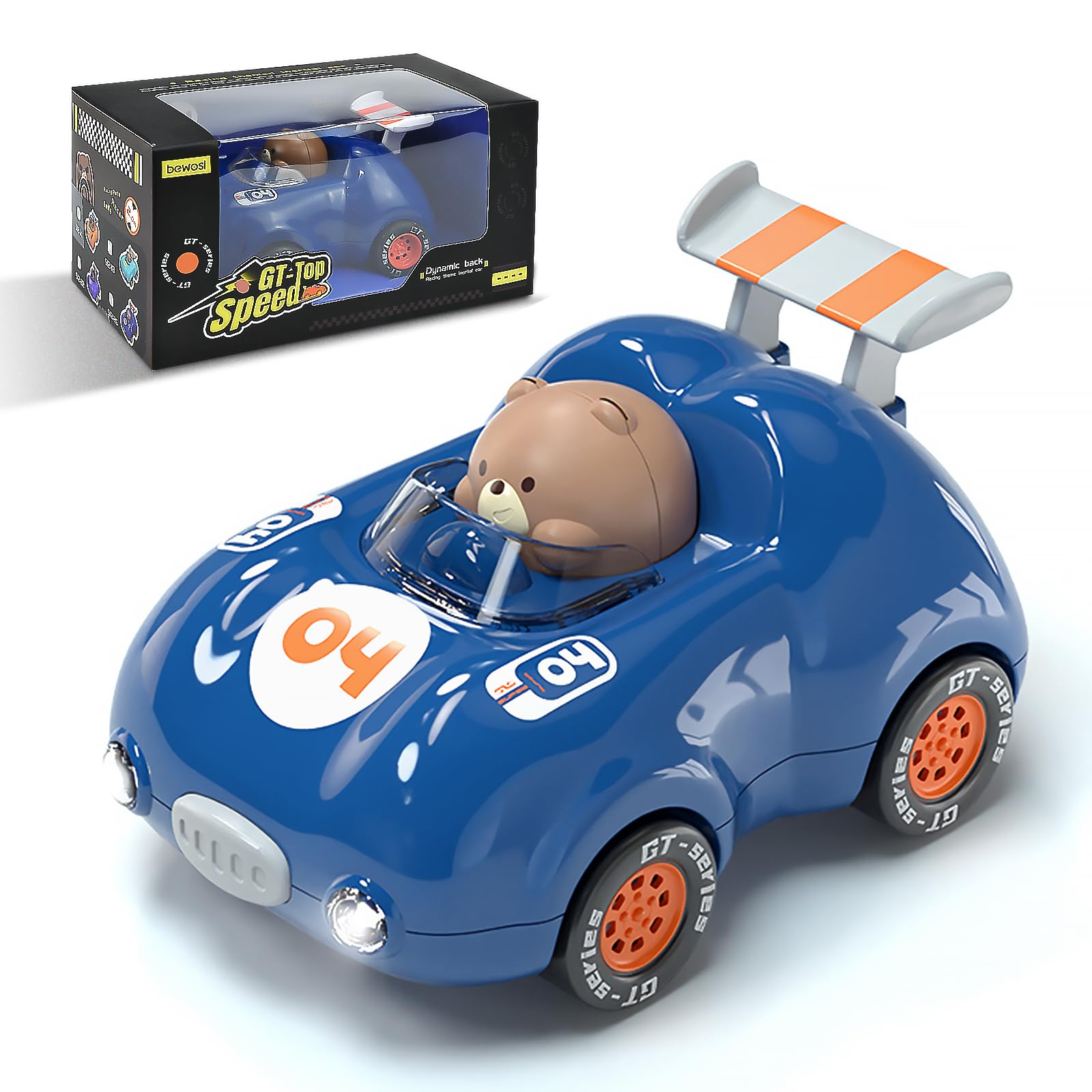 CDDZSW 1-3 Years Old Kids Activated Light-up Car for Toddler -3-6 Years Old Inertia Drive Pull Back Car - Boys Girls Baby Birthday Xmas Party Toys Car