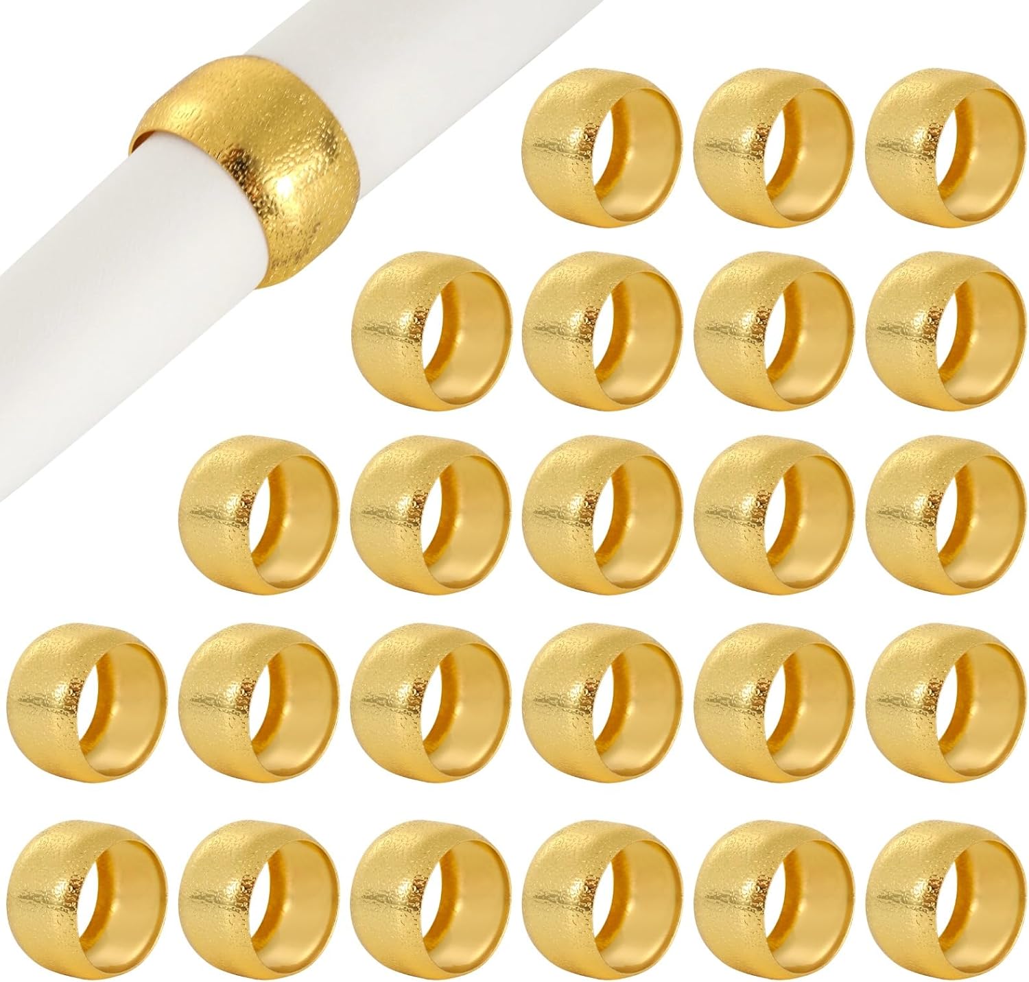 60 Pcs Gold Napkin Rings, Metal Napkin Ring Holders Set, Iron Napkin Rings with Electroplated Finish, 1.81 in, Modern Decorative Table Setting for Parties, Banquets, Dinners