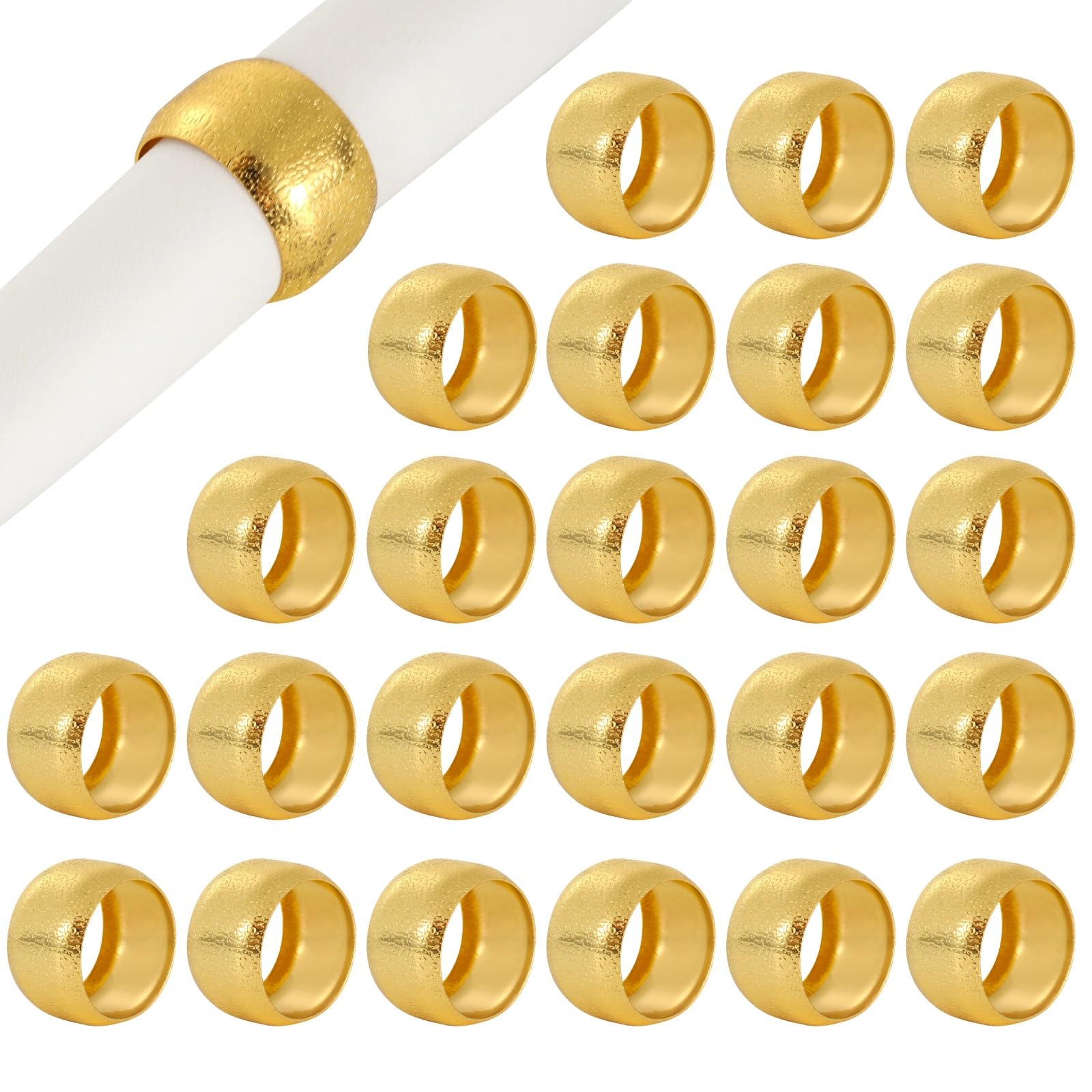 Set di 24 portatovaglioli in metallo dorato, 4,60 cm, anelli portatovaglioli in ferro elettrolitico, accessori decorativi moderni per feste, banchetti e cene formali