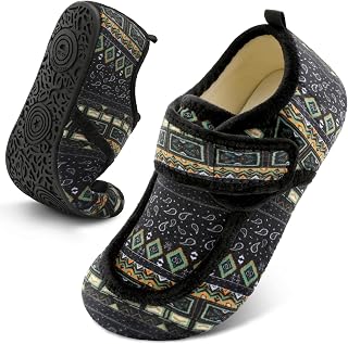 BARERUN Womens Mens Slippers Diabetic House Slippers for Women Men Wide Indoor Slip on Barefoot Adjustable Orthopedic Neuropathy Arthritis Edema Plantar Fasciitis Slipper Socks