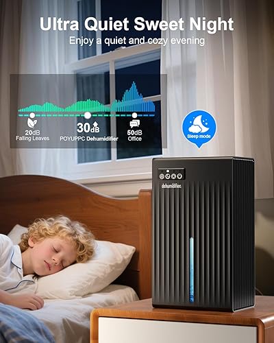 Miniatura 3 de Deshumidificador para el hogar, tanque de agua de 95 onzas, (1000 pies cuadrados), deshumidificadores para baño, dormitorio, sótano con manguera de