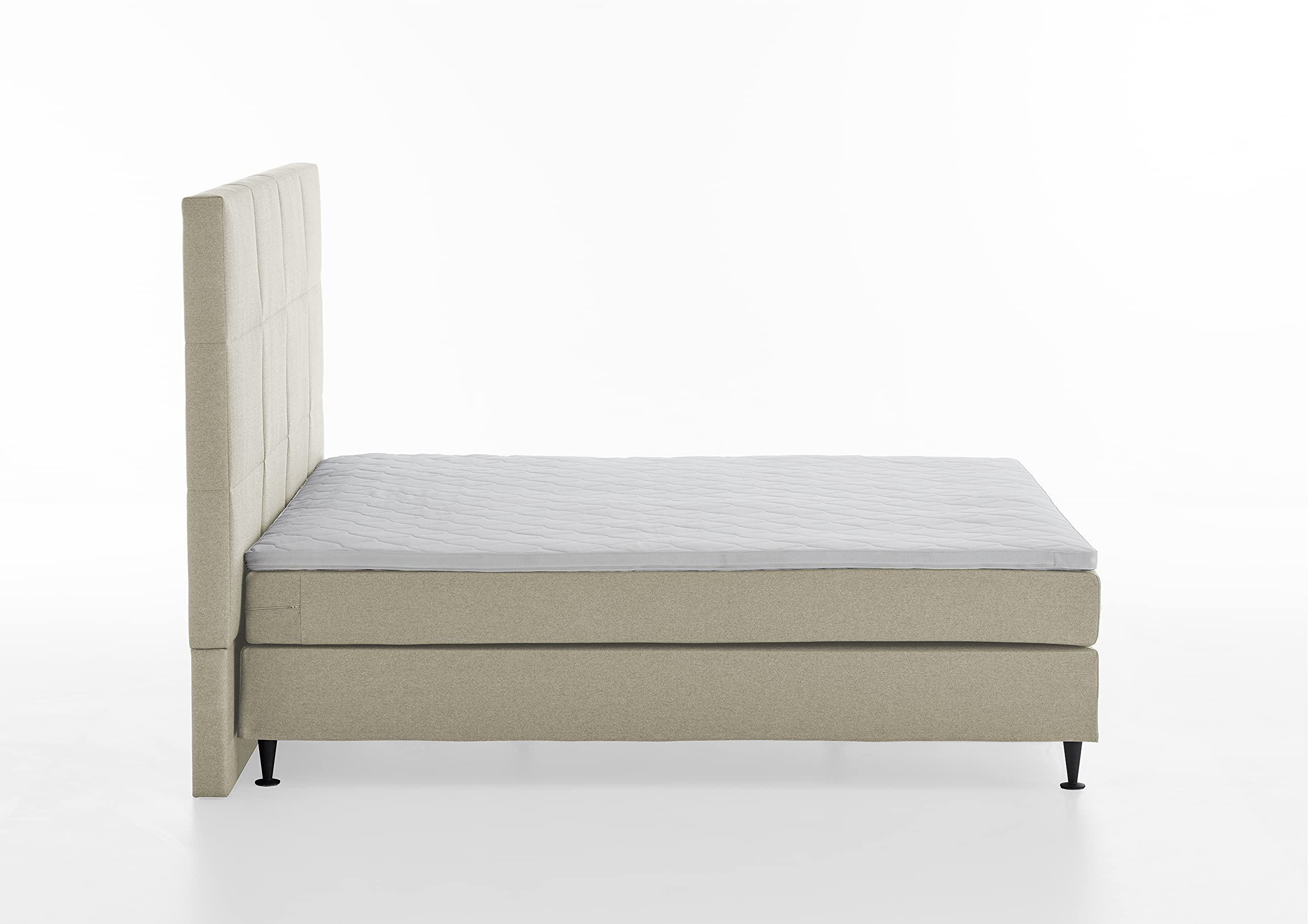 Atlantic Home Collection Letto a molle con testiera extra alta Ryan, color crema, 180 x 200 cm