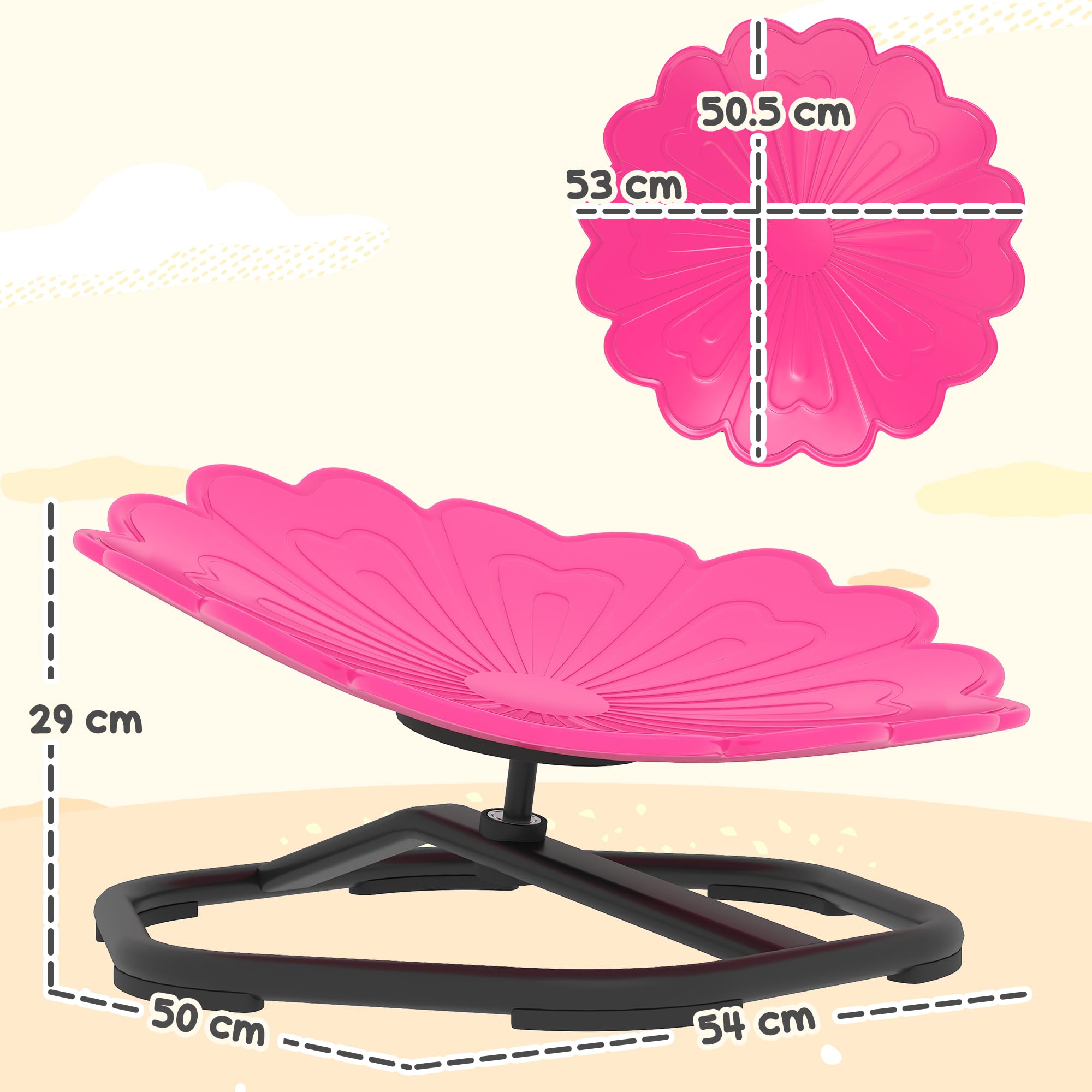 AIYAPLAY Drehstuhl für Kinder, für Autismus, Blumenform, rutschfeste Unterseite, Rosa | Sensorischer Drehstuhl für ADHS Kinder, Sit and Spin Wackelhocker, sensorisches Gleichgewicht Spielzeug für 3-8 Jahre alt