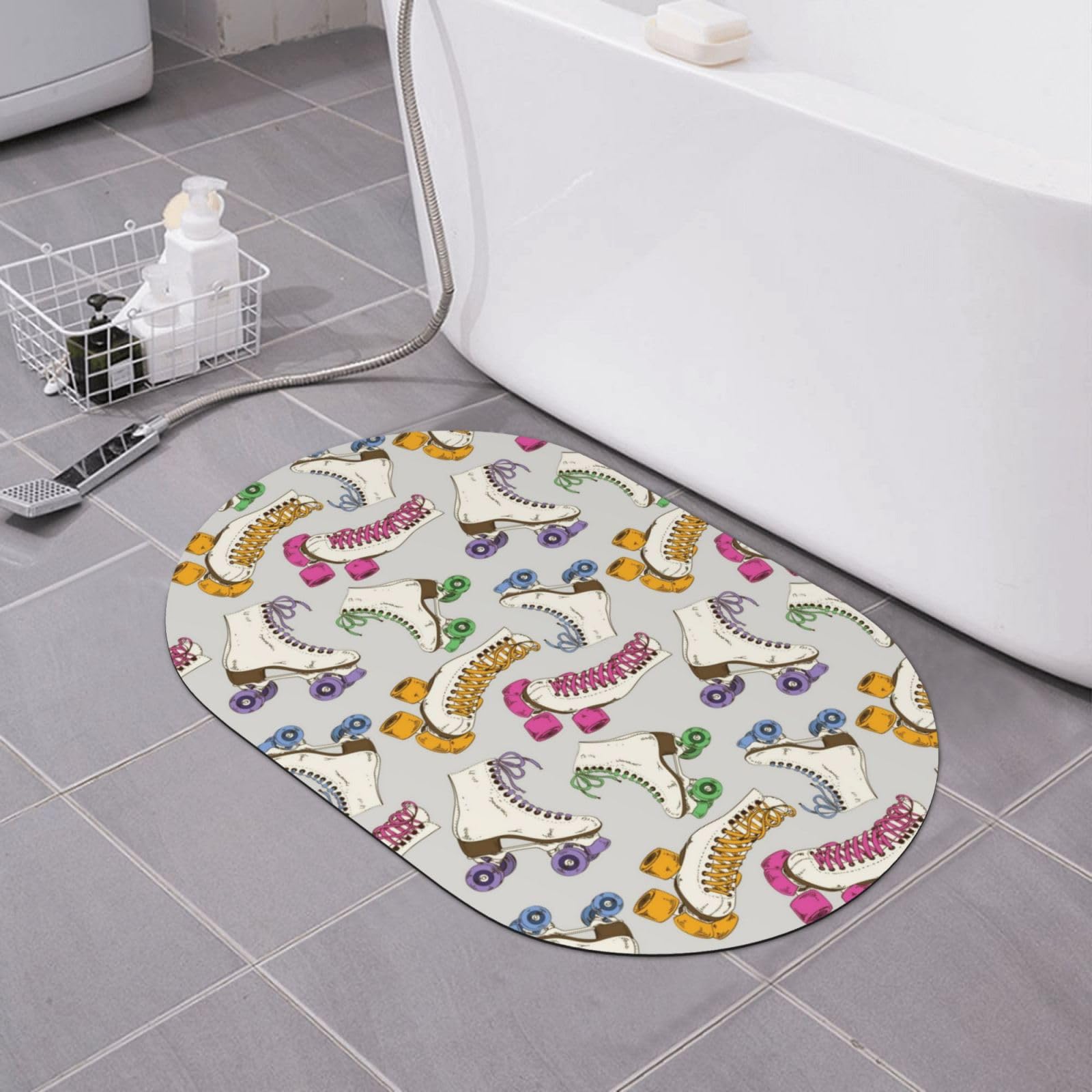 Tapis de bain en diatomée retro 40x60 cm antidérapant pour entrée et cuisine