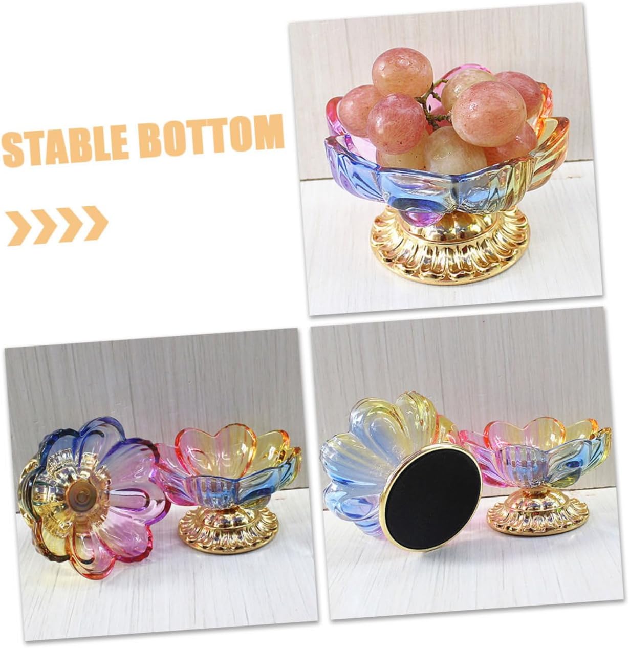 2pcs Capacity Glass Lotus Fruit Bowl Snack Plate Unique Decorative Tray Home Accessory