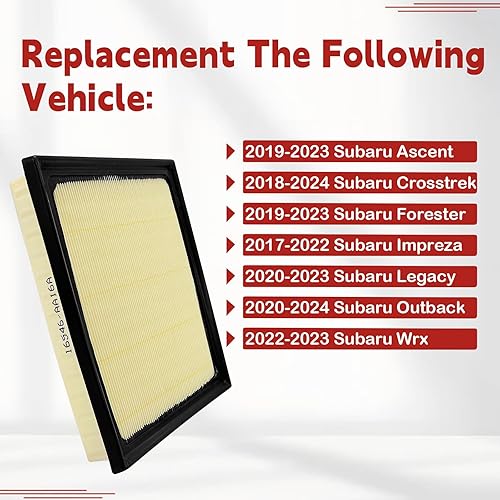 Miniatura 3 de Filtro de aire de motor de repuesto 16546AA16A compatible con Subaru Impreza Crosstrek Ascent Forester Outback Legacy Wrx 2017-2024