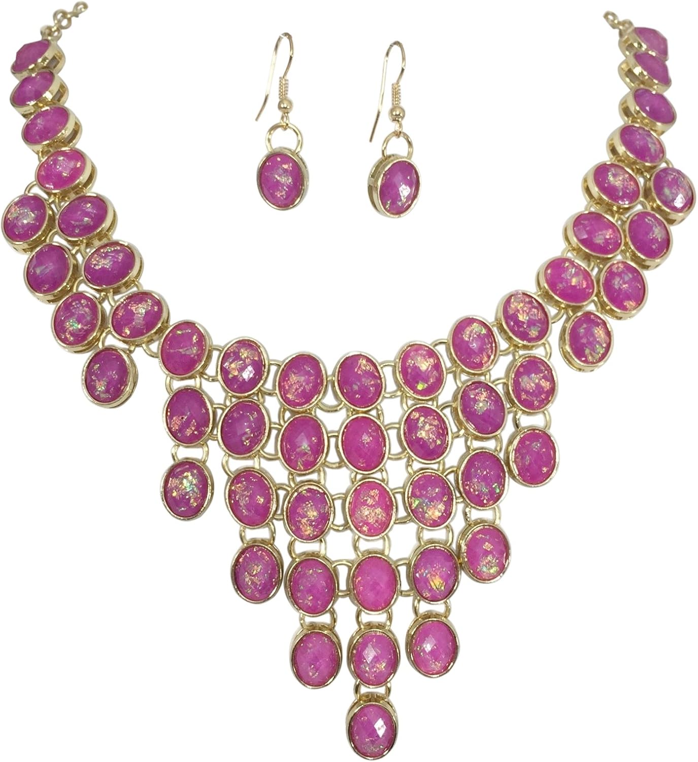 Gypsy Jewels Cluster Statement Bib Boutique Style Necklace & Earrings Set