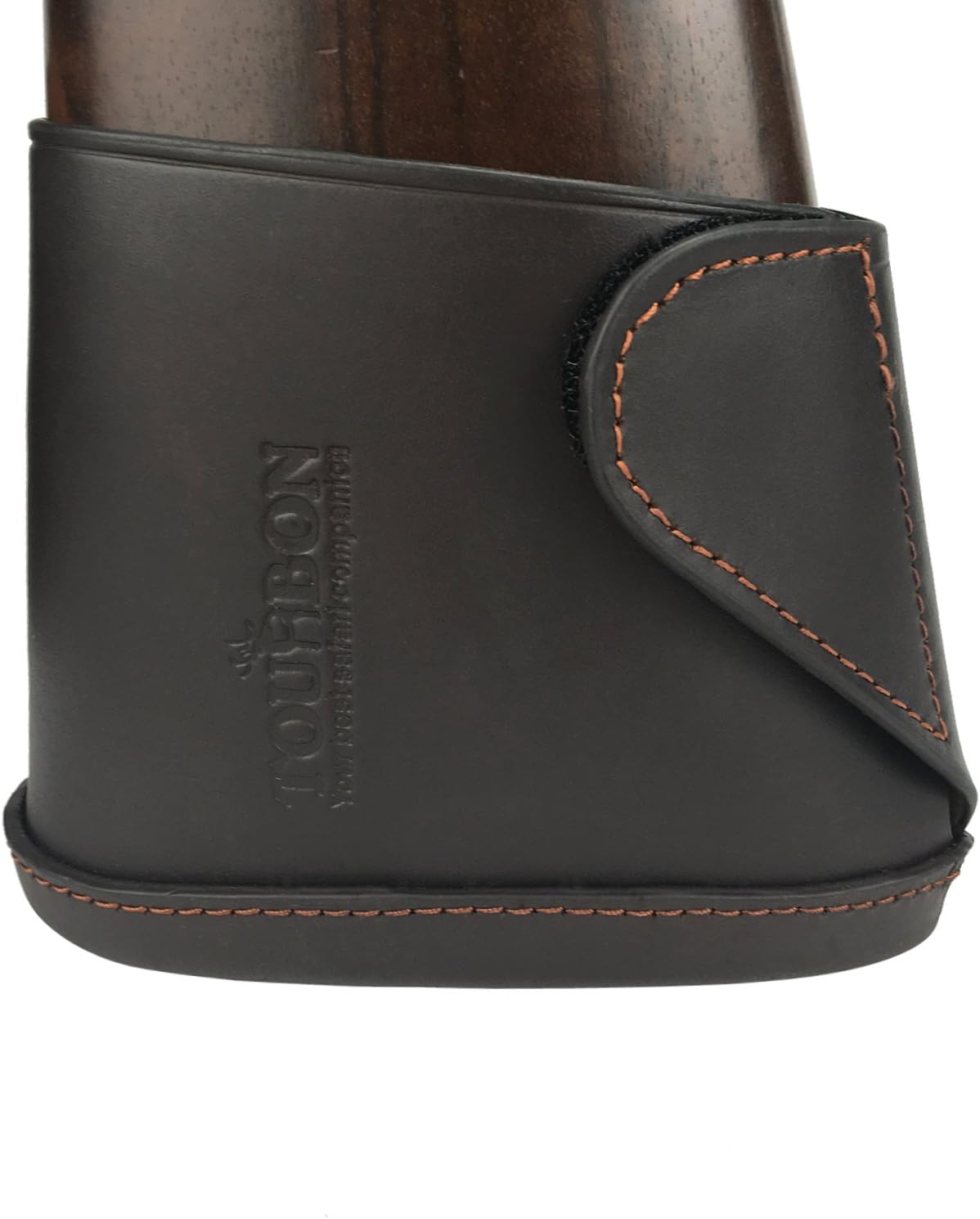 TOURBON Hunting Shooting Genuine Leather Recoil Sleeve Slip On Shotgun Shoulder Recoil Pad (Hook-&-loop Fastener Pad - Large)