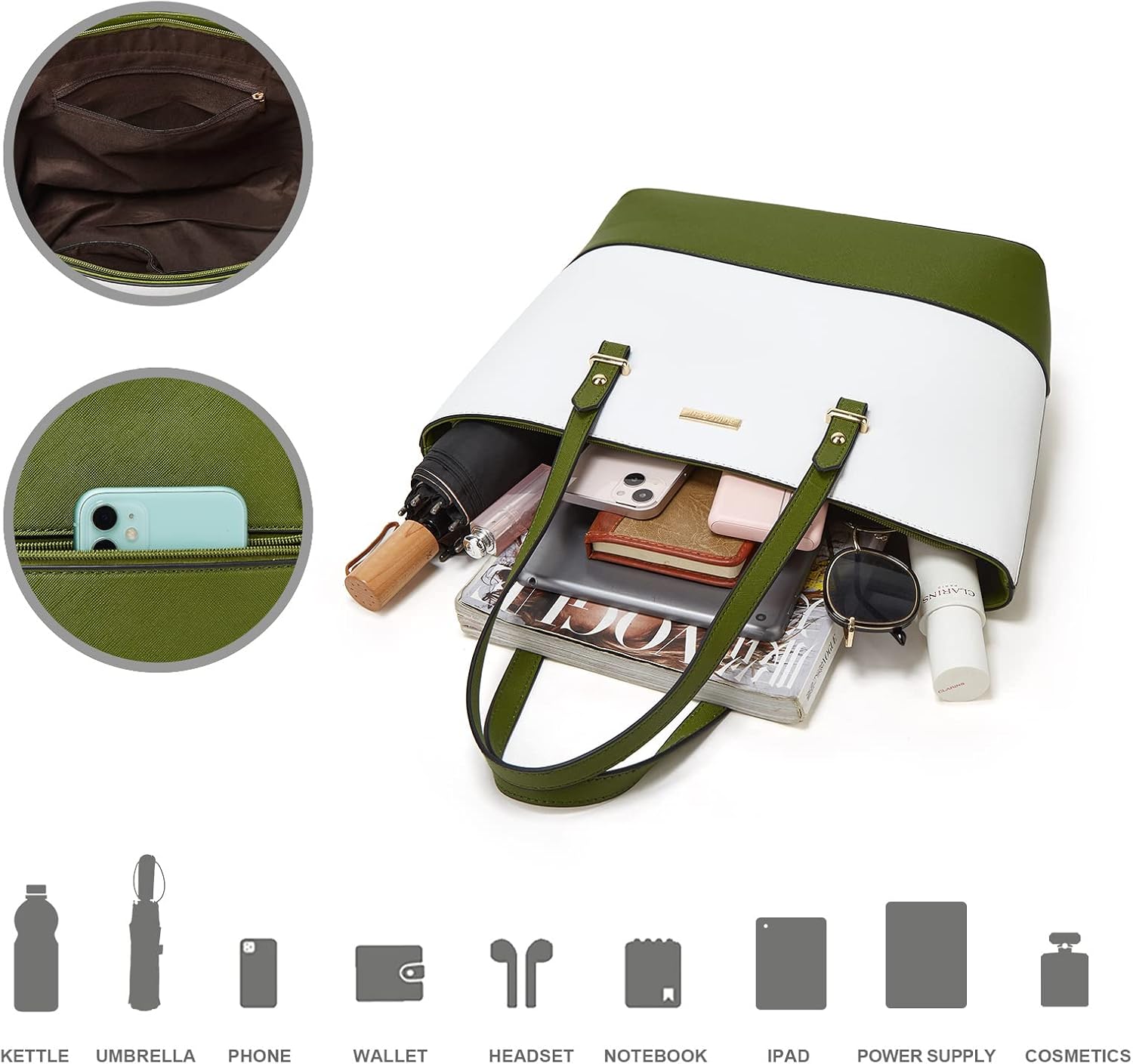 Women Fashion Handbags Wallet Tote Bag Shoulder Bag Top Handle Satchel Purse Set 4pcs - Image 6