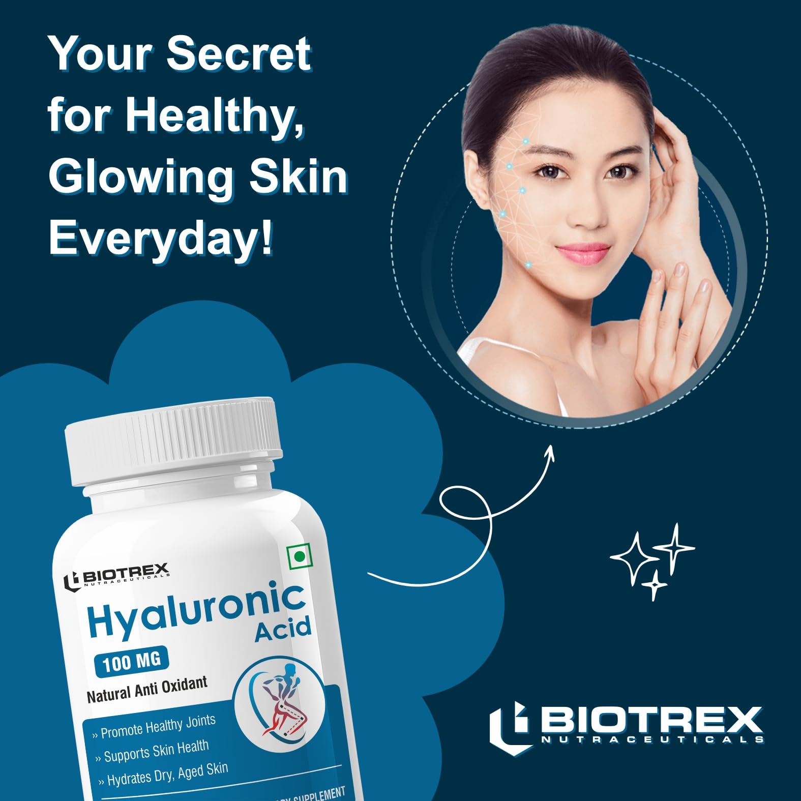 Biotrex Hyaluronic Acid - 100mg (60 Capsules), Dietary food supplement 2