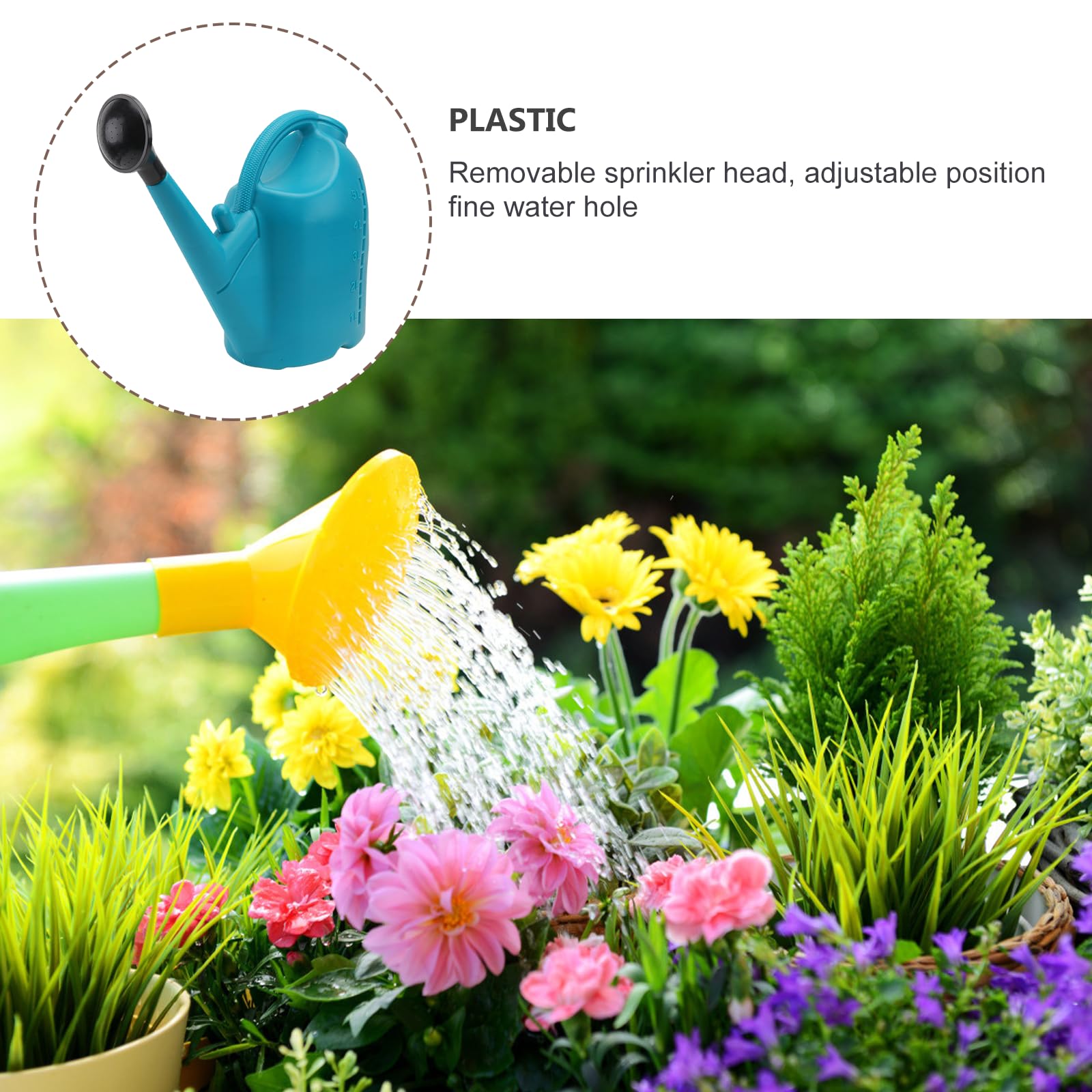 Housoutil Regadera de Plástico para Jardín 5L Boquilla Larga Azul Aspersor para Macetas y Pulverizador de Agua para Riego y Reutilizable