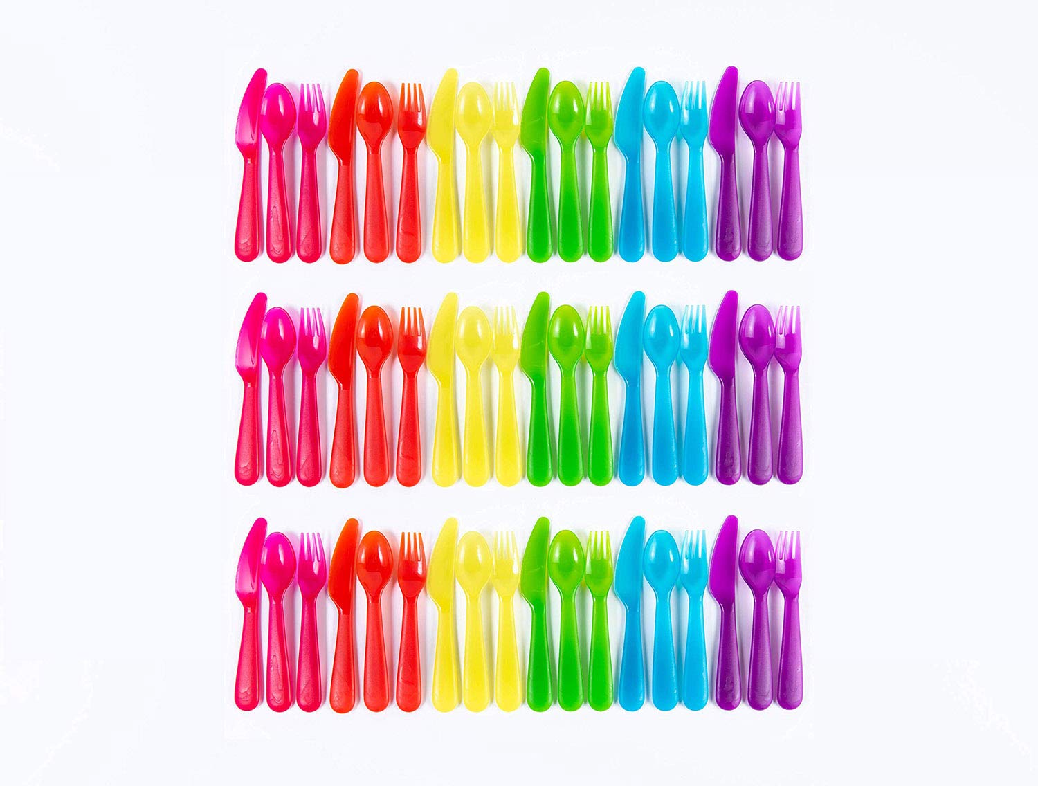 CCuddly Hippo Flatware (Purple, Pink, Orange, Yellow, Green, Blue, 54 Pieces)