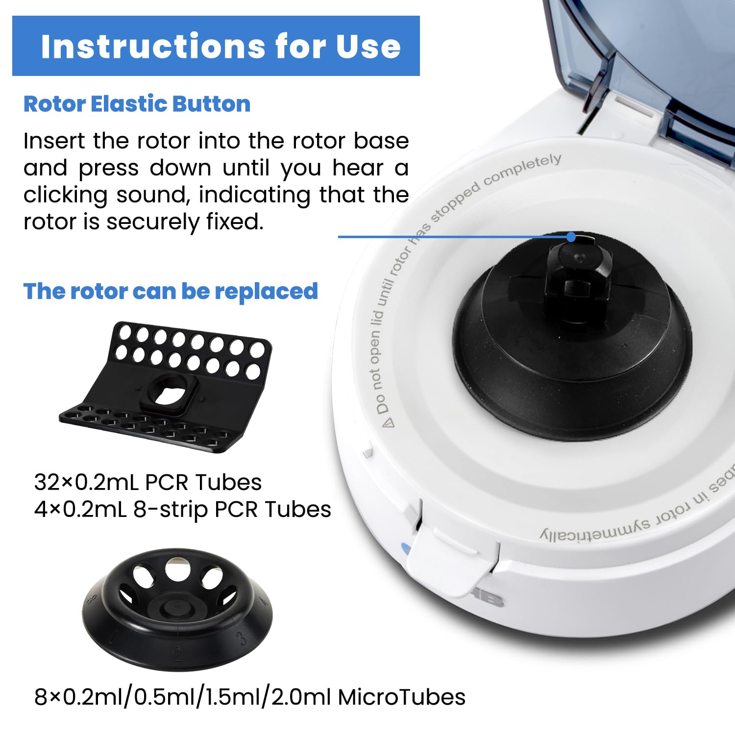 ONiLAB's Scientific Mini Centrifuge 7000RPM, 2680 x g RCF, Lab Benchtop Centrifuge with 2 Rotors for 8 x 0.2/0.5/1.5/2.0ml and 0.2mL×32 PCR Strips, Low Noise≤45dB, 100-240V Q