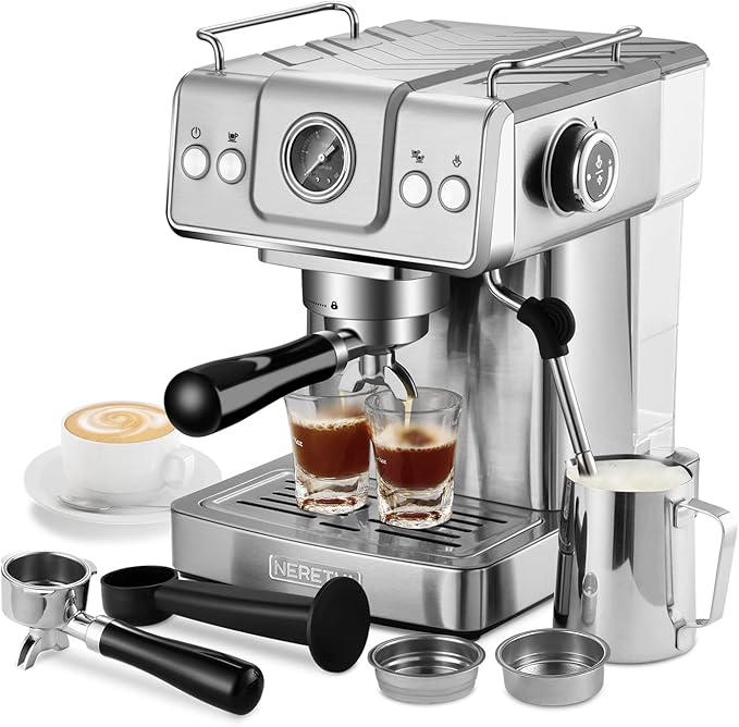Neretva 20 Bar Espresso Machine, Expresso Coffee Machine With Milk Foaming Steam Wand, Espresso