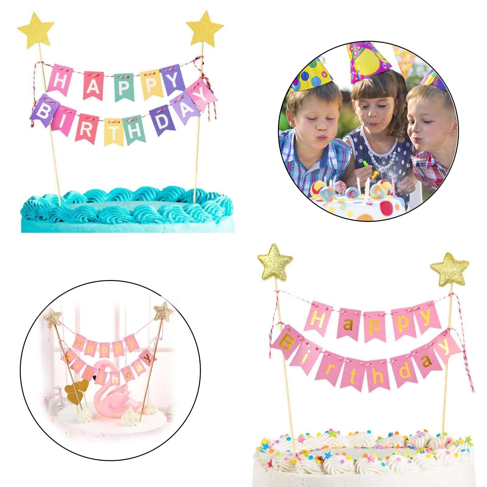 Happy Birthday-taarttoppers, taarttoppers, 2 stuks, Happy