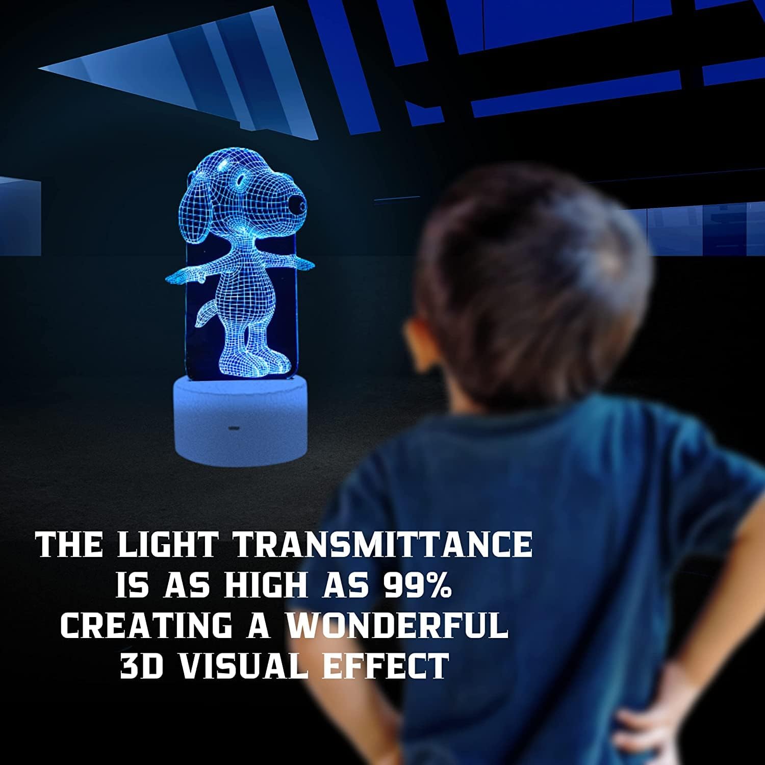 Dog Animal 3D Lamp Night Light Touch Table Desk Lamps 7 Color Changing Lights with Acrylic Flat & ABS Base & USB Charger & Remote Controller