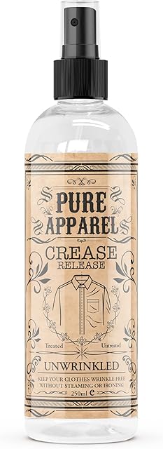 Pure Apparel Crease Release Spray-Wrinkle Remover, Odour Eliminator and Fabric Freshener | Ironing & Clothes Steamer Alternative | Fresh Cotton Fragrance, 250ml