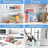 Vista 5 de Juego de 14 contenedores transparentes con tapas para organizar la nevera, contenedores apilables para refrigerador, sin BPA, con bandeja de drenaje