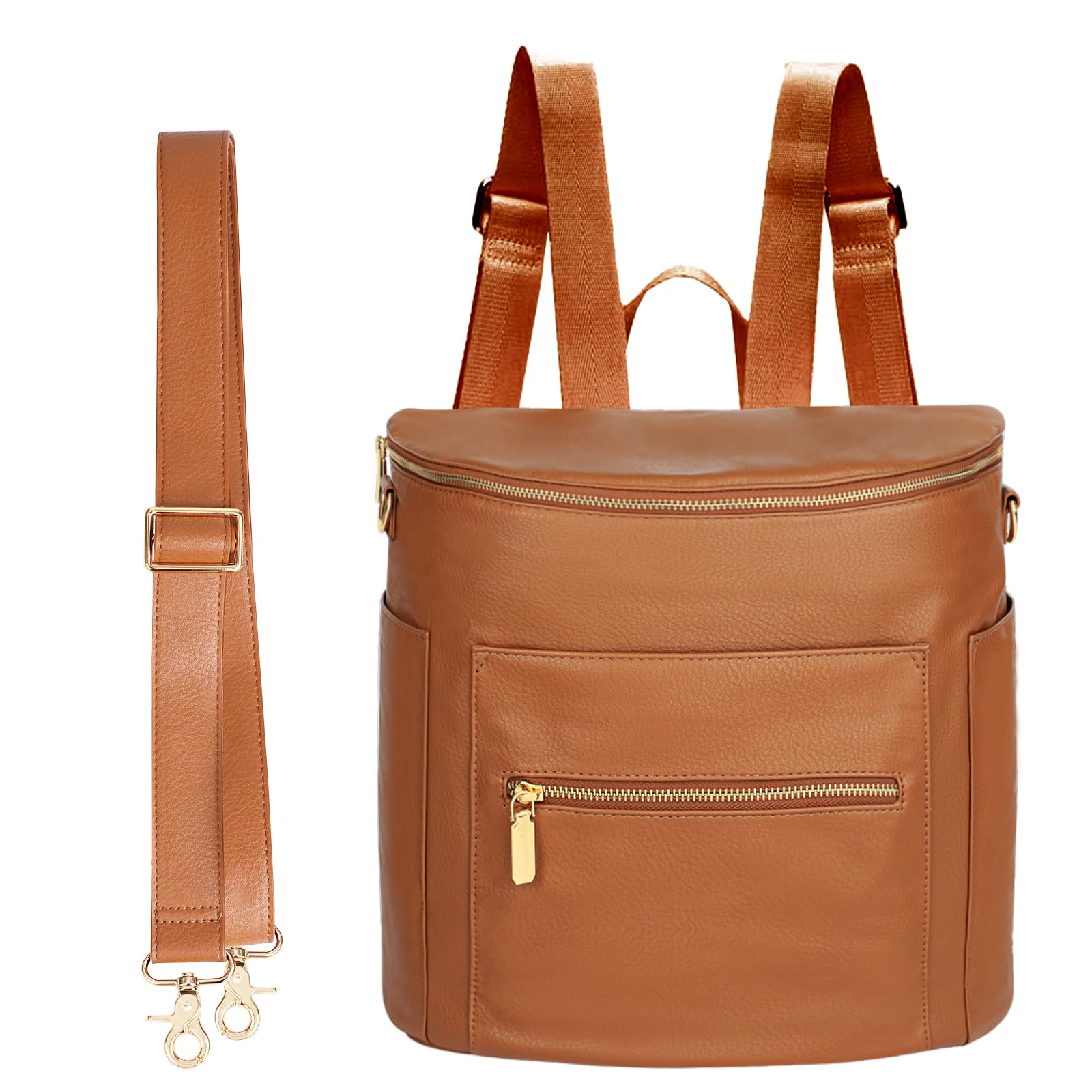 miss fong (Brown) - Mini Backpack , Toddler Backpack Kids Backpack Nappy Bag for Mom with Insulated Pockets, Handle and Crossbody Strap(Brown)