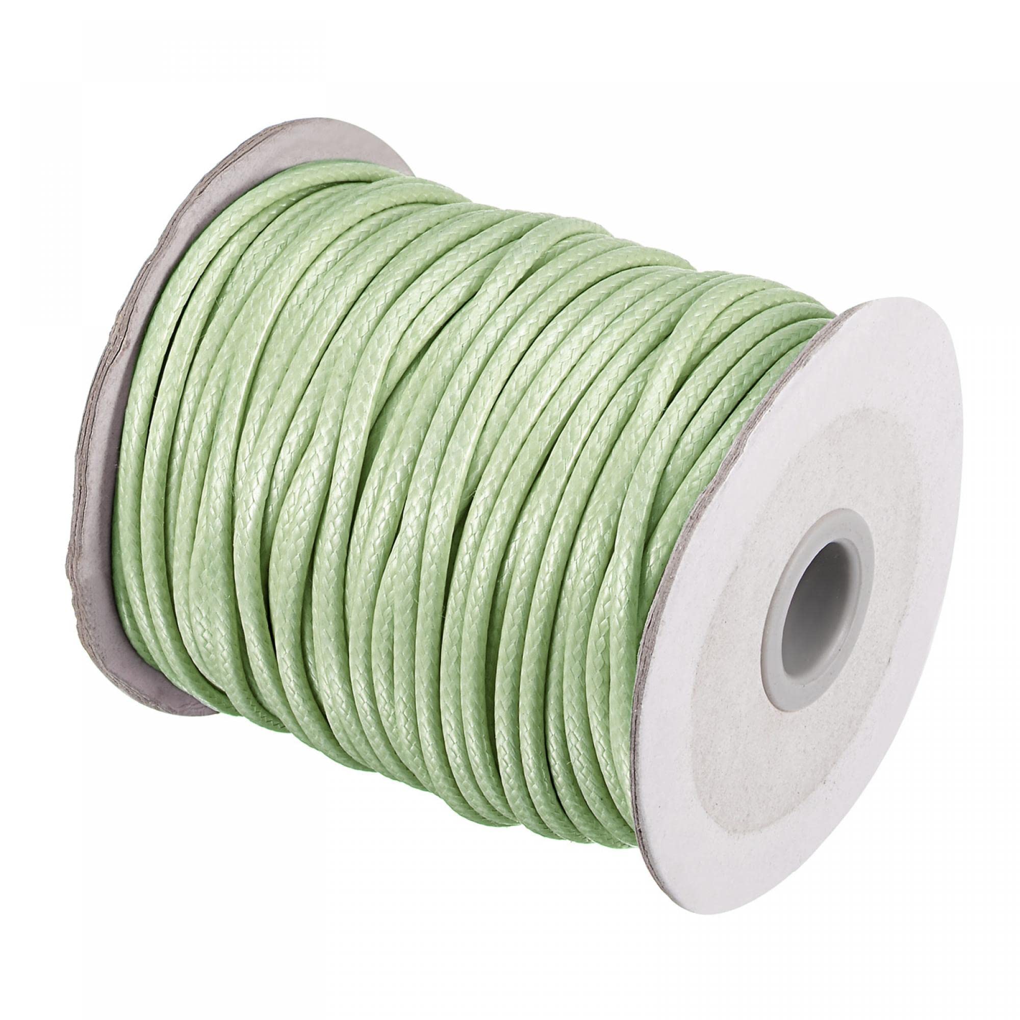 sourcing map 3mm Waxed Polyester String Cord 39M (42-Yards) Beading Thread Crafting Rope for Jewelry Making Bracelet Necklace Weaving, Light Green — image 1