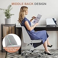 Vista 3 de DUMOS Office Chair, Comfy Desk Chair Rolling Vanity Swivel Task Chairs with Wheels, Wide Seating Armless Height Adjustable Computer Chairs for