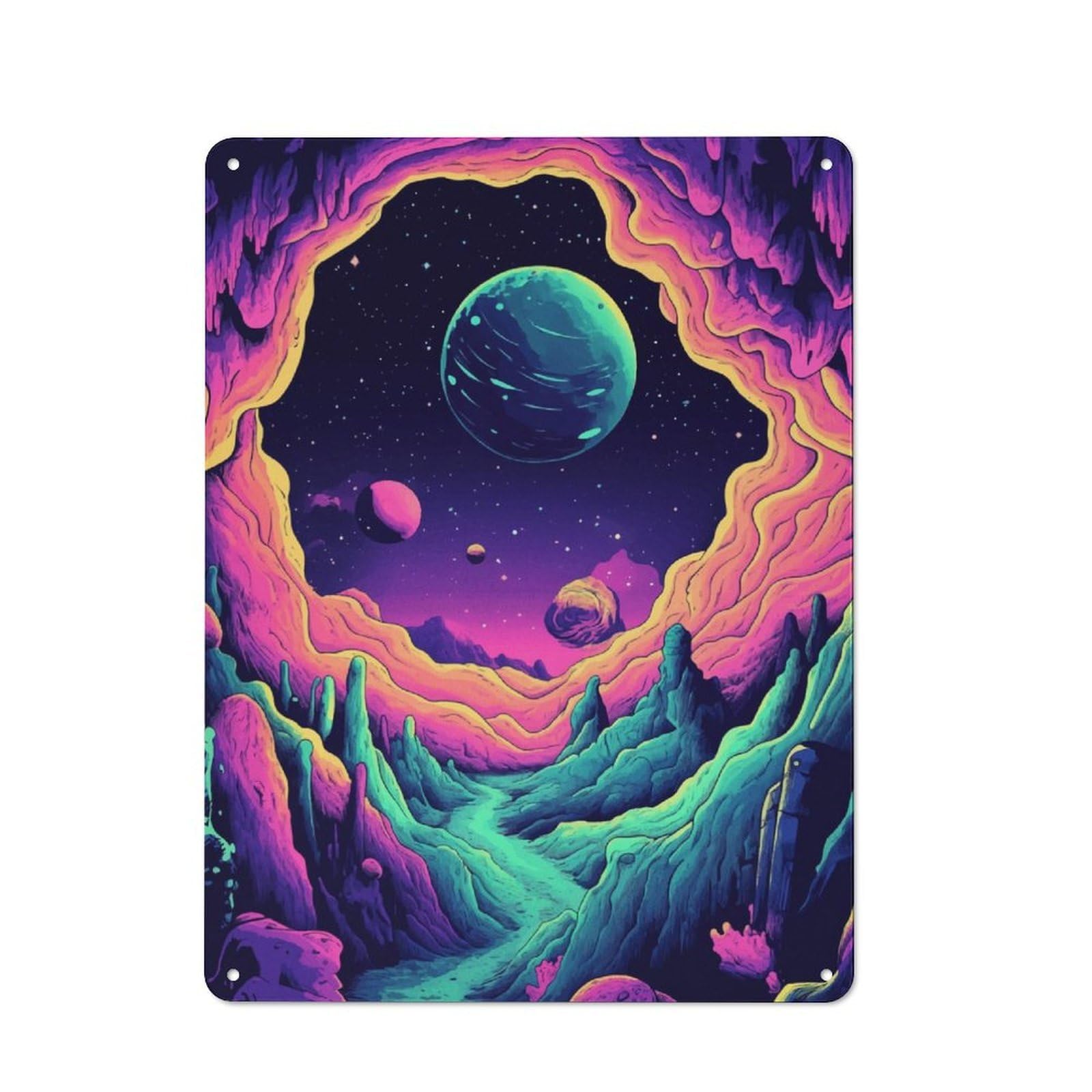 Junmoney Cosmic Canyon Tin Wall Plaque 40X30cm With For Living Room Or Hallway, For Garage, Workshop And Man Cave Decoration