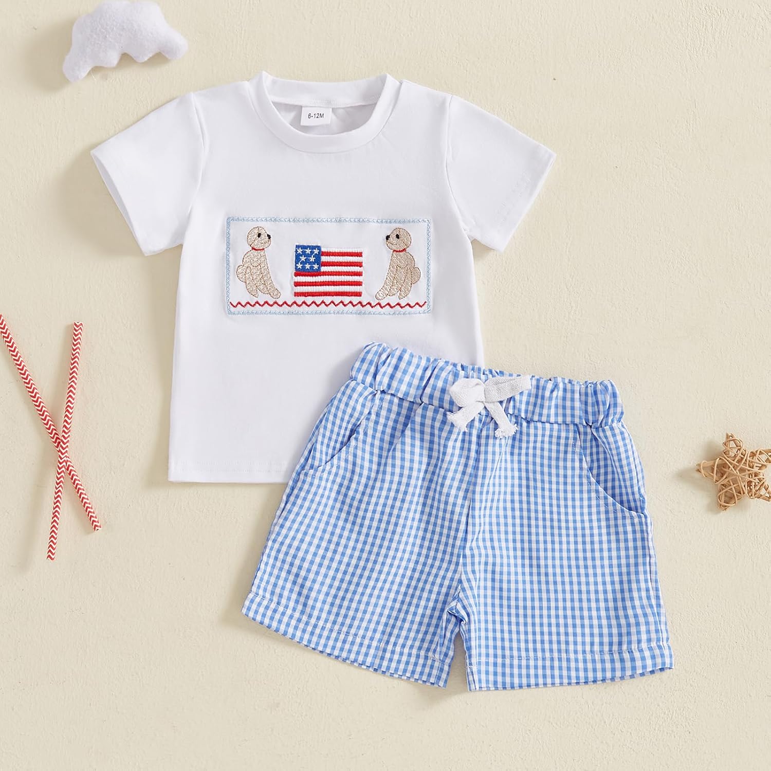 Toddler Boy 4th Of July Outfit Baby American Flag Embroidery T Shirt Shorts Set Fourth Of July Clothes Summer - Image 2