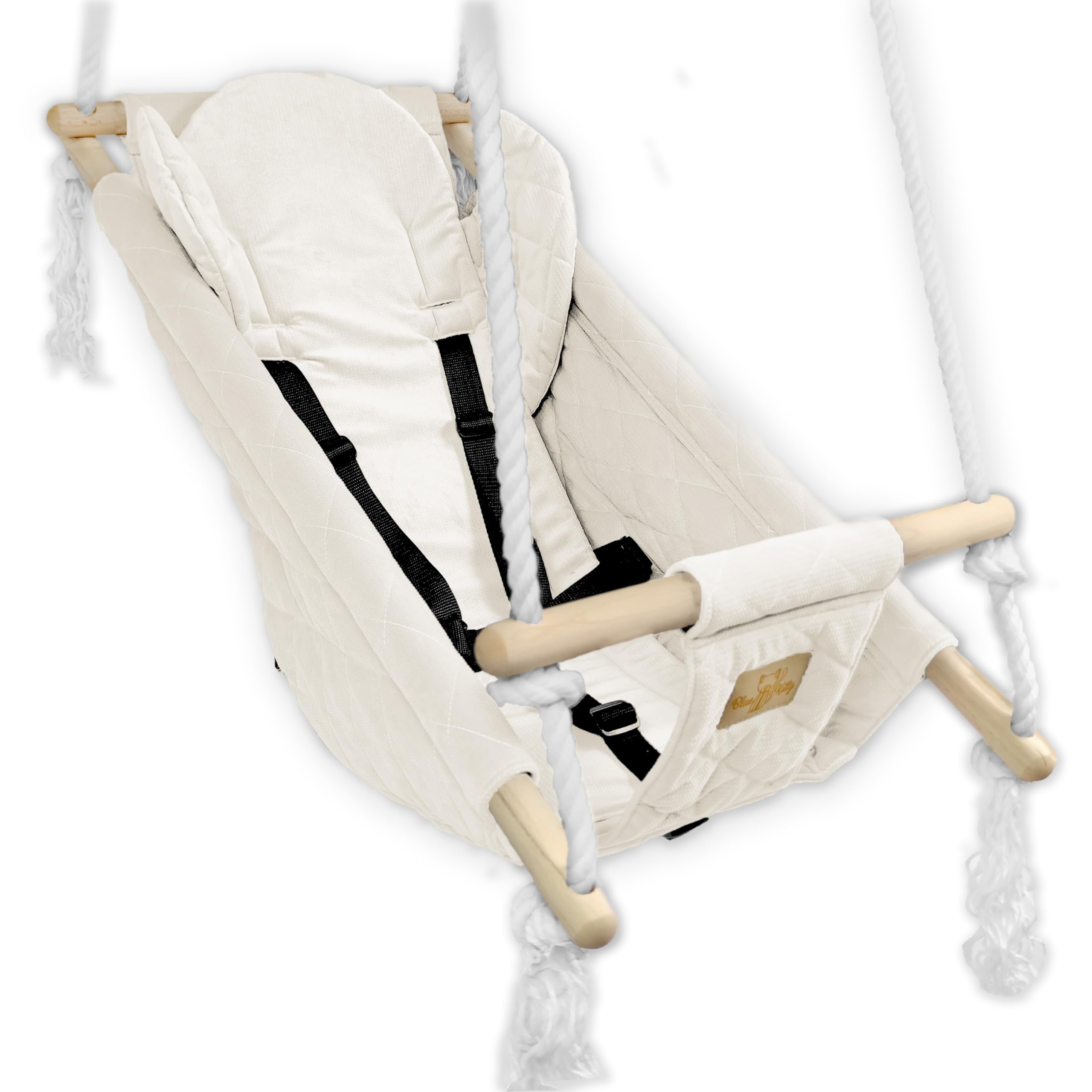 BlueKitty Wiege; Schaukel; Liegestuhl für Kinder; Babyschaukel; Kinderschaukel mit Kissen; Schaukel für Haus und Garten; Babyschaukel, Stoffschaukel, Kleinkindschaukel, Holzschaukel