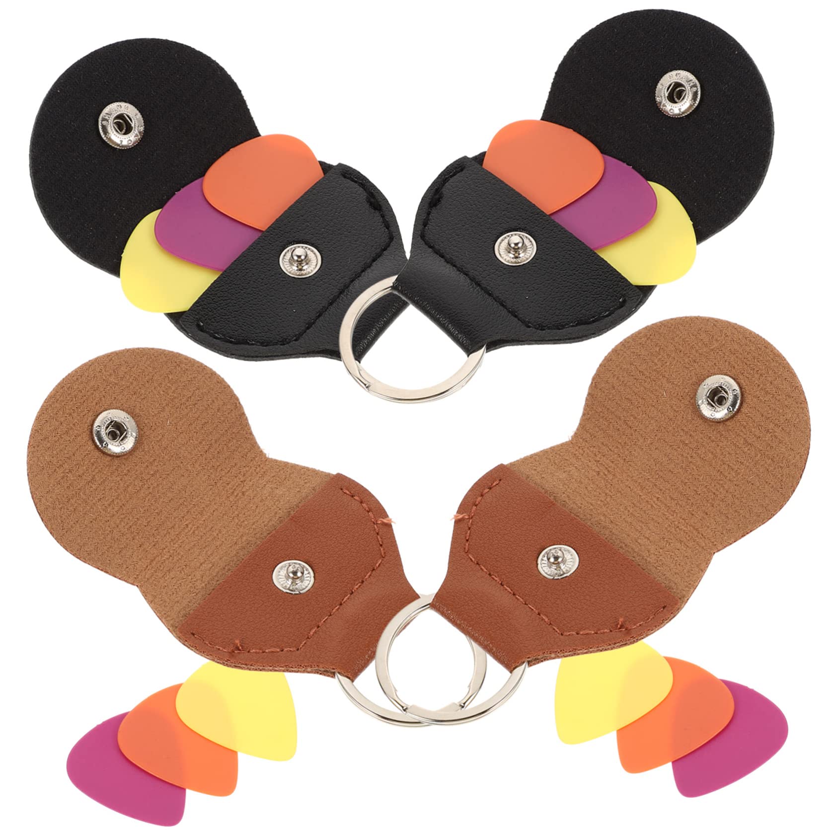 Toddmomy Portable Guitar Pick Holder Pu Material Plectrum Storage Bag Keychain for Easy Access Guitar Picks Organizer Ukuleles Bass and Other Instruments Random