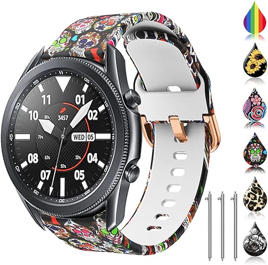 Floral 22mm watch band Compatible for Samsung galaxy watch 3 45mm/Gear S3 Frontier/Classic,Silicone 22mm watch band quick release for Women Men