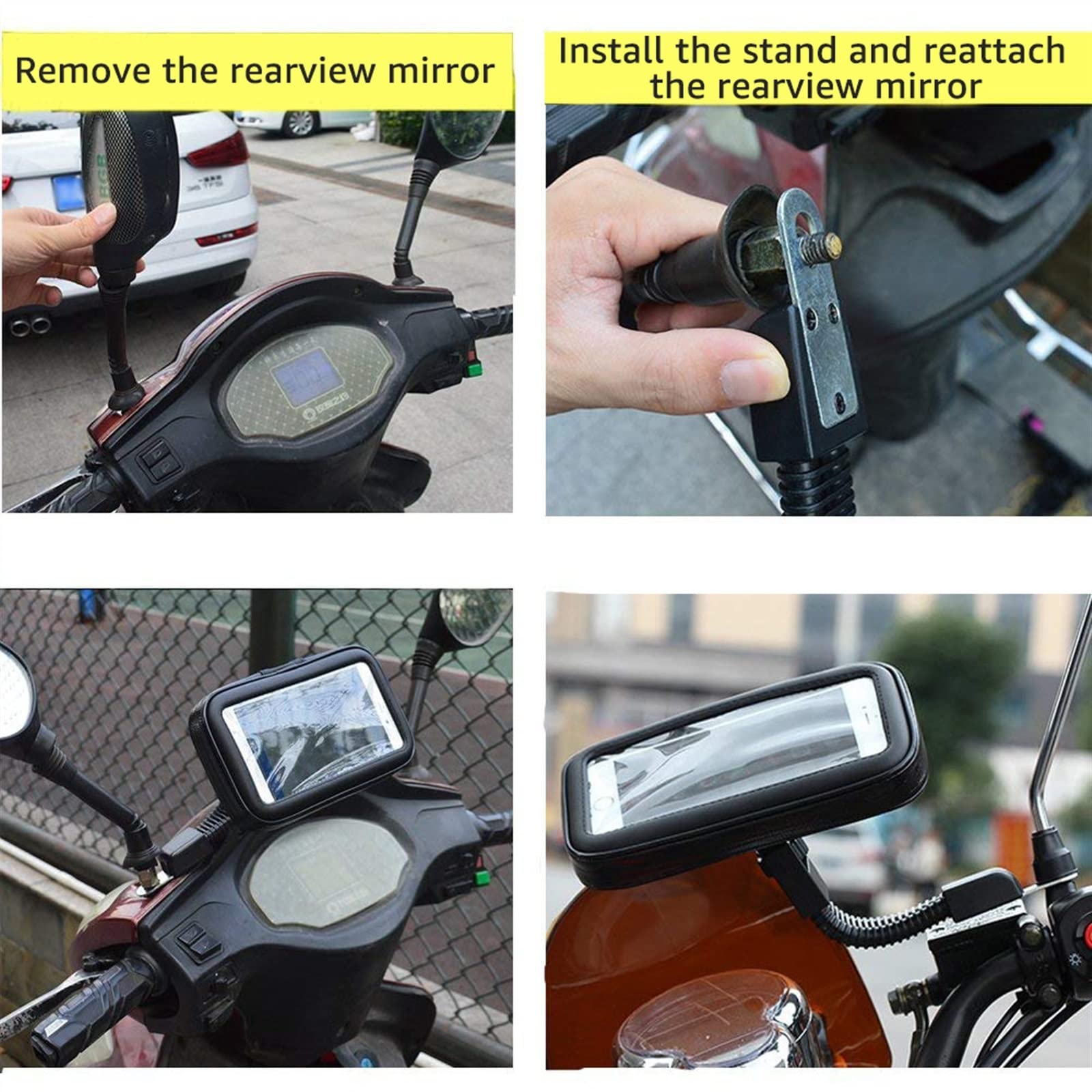Soporte navegación GPS Soporte Impermeable Para Teléfono De Motocicleta, Espejo Retrovisor, Soporte Para Teléfono Móvil, Soporte De Navegación GPS, Funda, Bolsa, Soporte Para Teléfono Inteligente ( Co