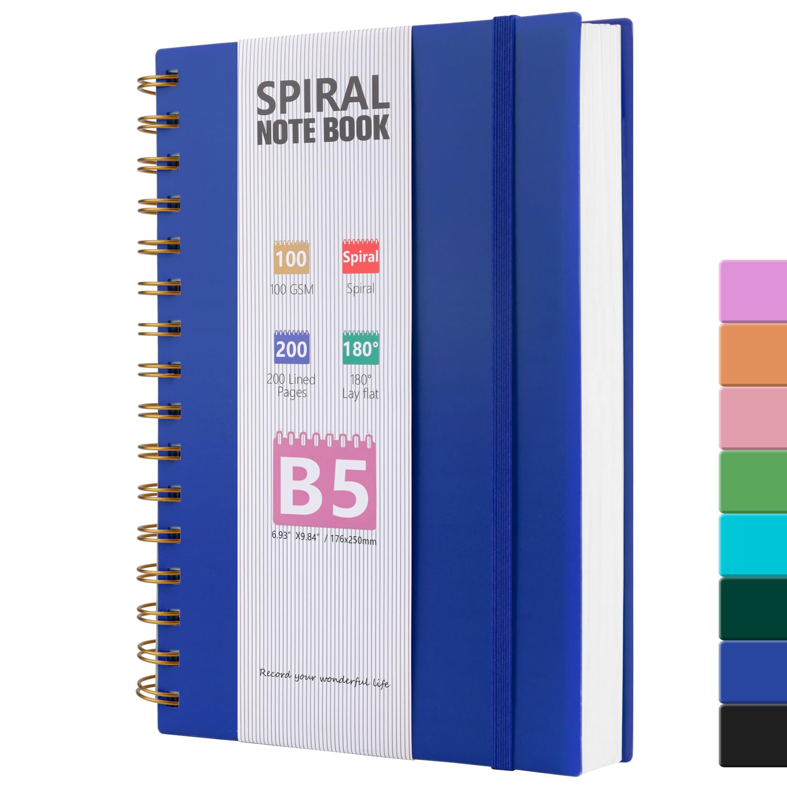 HIJYOO B5 Journal Notebook, 100GSM 200 Pages B5 Notepad Wirebound Notebooks for Women/Men, PVC Waterproof Cover Note Book with Lined Paper, Notepad for Work Office School Supplies,18 x 25 cm-Darkblue