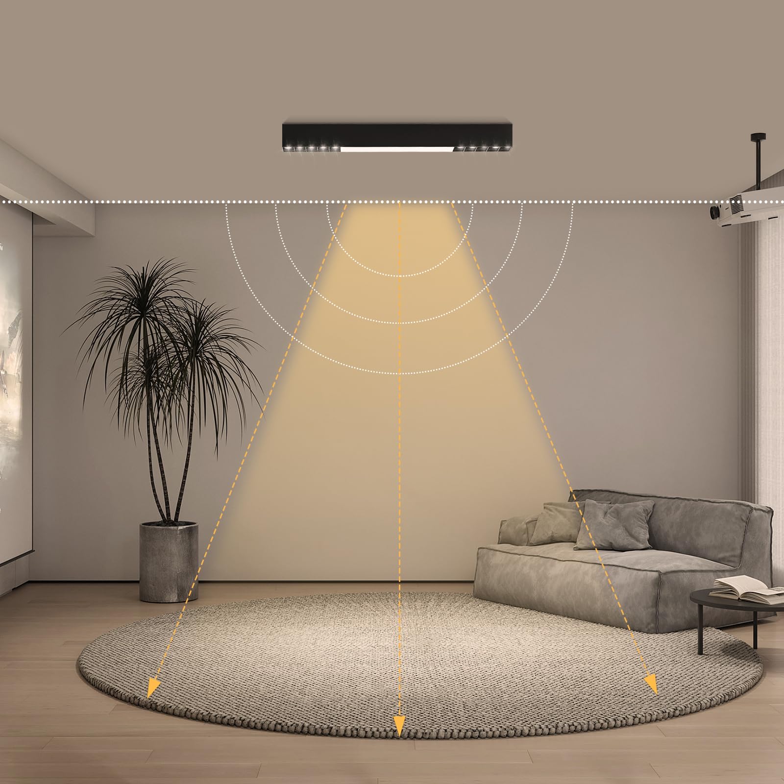 Glitzerlife LED 107cm Czarny Panel Oświetlenie Sufitowe do Salonu i | Sypialni 32W Moderne Wydajne Zdalne Zmienne Światło Idealne dla Małych