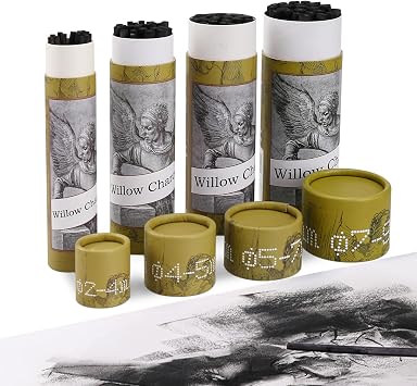 100PCS/PACK Willow Charcoal Sticks - Natural Willow Charcoal for Artists, Beginners, or Students of All Skill Levels - Perfect for Drawing and Sketching