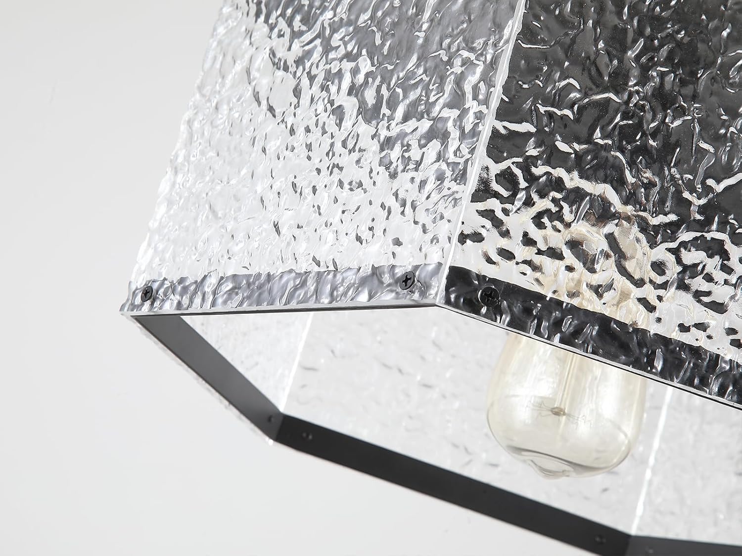 Modern Black Plug in Pendant Light Fixture with Adjustable Chain, Dimmable Switch, 14.5 inch Industrial Water Ripple and Metal Cage Hanging Lamp for Kitchen Island Dining Room Farmhouse, Black