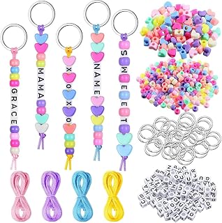 MTDDYMXLFG アルファベットビーズDIYキット 大容量566個セット ブレスレット手作りに最適 女の子用 キーホルダーパーツ付 | カラフルデザイン 自分だけのアクセサリー制作 子供向け ギフトに最適 女の子の誕生日プレゼント 多用途