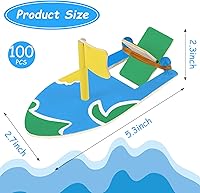 Vista 3 de Deekin 100 piezas de barcos de madera para manualidades, kit de manualidades a granel, banda de goma, barco, construir un barco, mini velero, kit