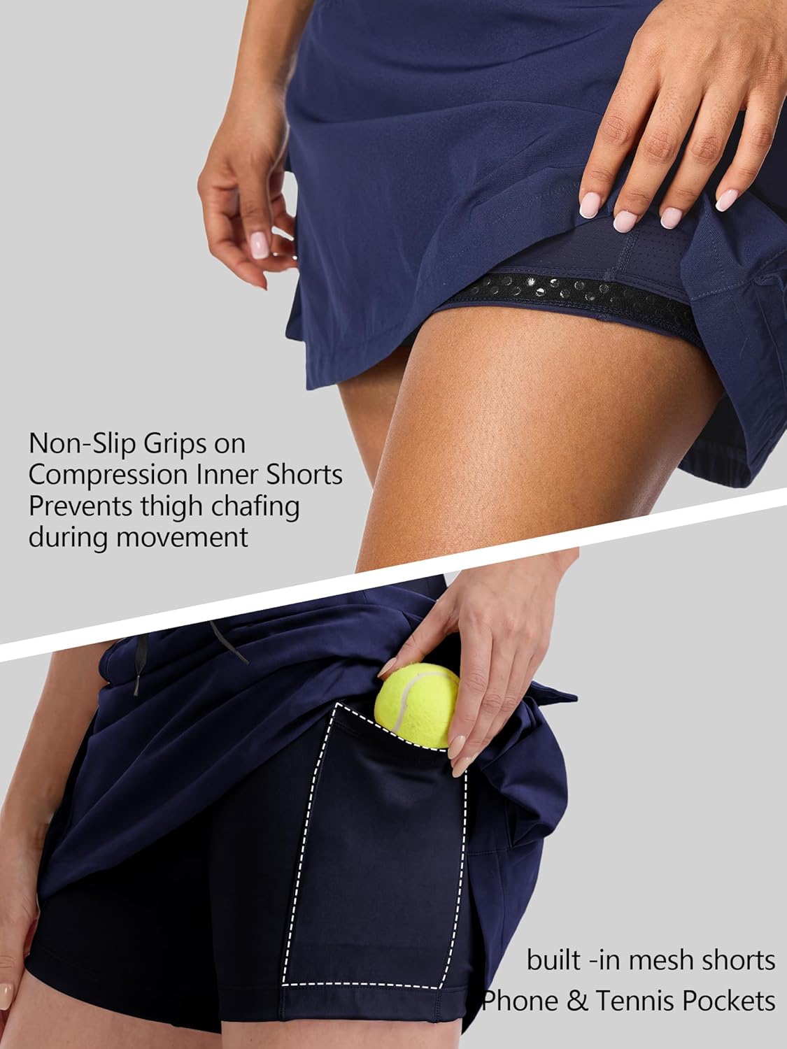 Skorts for Women with Pockets, Cargo Skort - High Waisted, Zipper Pockets & Liner for Golf, Hiking, Tennis, Pickleball