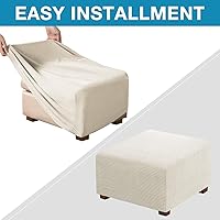 Vista 6 de Flamingo P Funda otomana elástica cuadrada, protector de muebles, protector de muebles plegable, protector de muebles, funda suave con parte