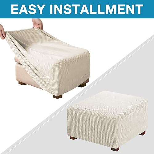 Miniatura 6 de Flamingo P Funda otomana elástica cuadrada, protector de muebles, protector de muebles plegable, protector de muebles, funda suave con parte