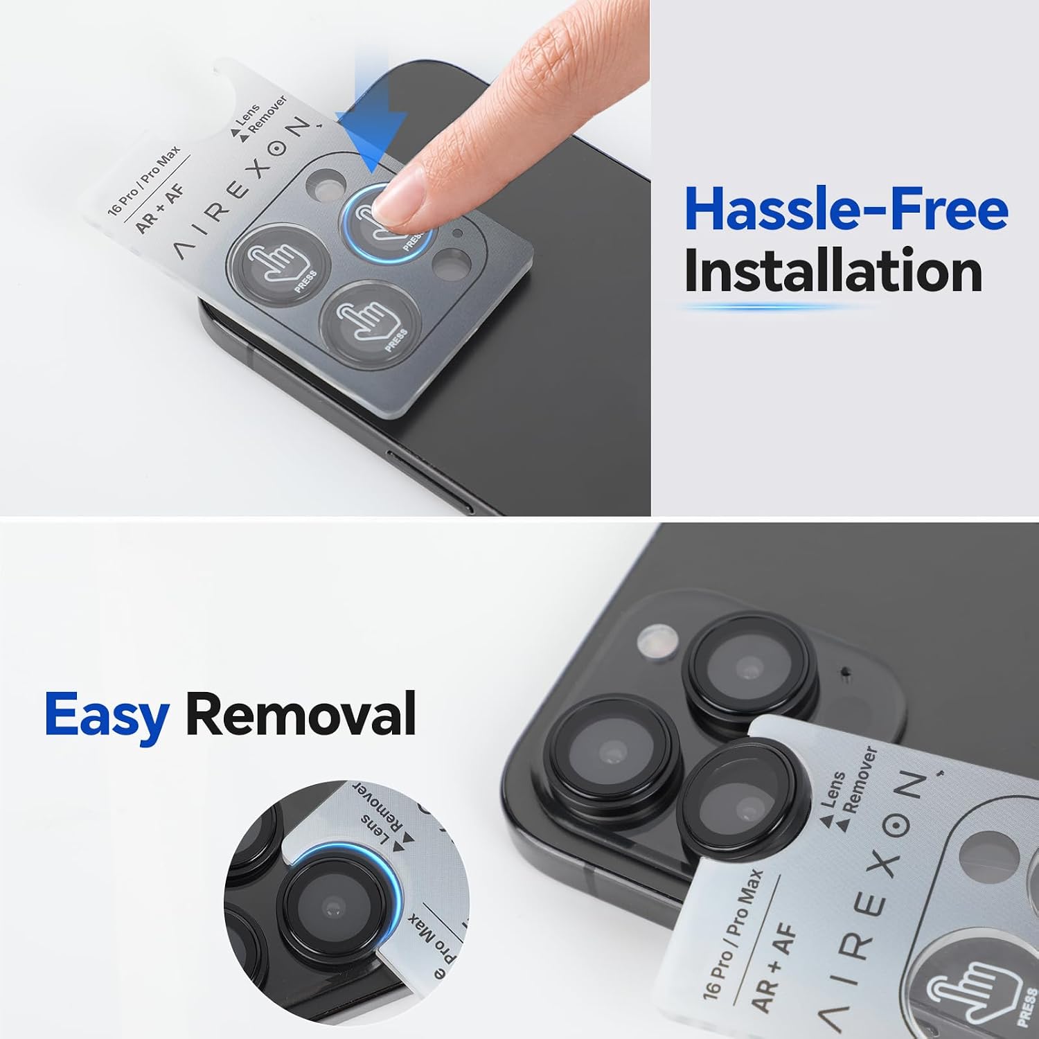2-Pack Camera Lens Protector for iPhone 16 Pro Max/16 Pro, Matte Black image 4
