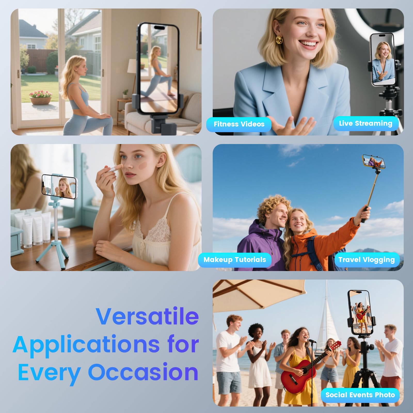 Vlog Selfie Monitor Schermo per iPhone & Android, Registrazione 4K 30fps, mirroring dello Schermo Wireless, Altoparlante Integrato, Supporto Magnetico e Telecomando per Vlogging, Live