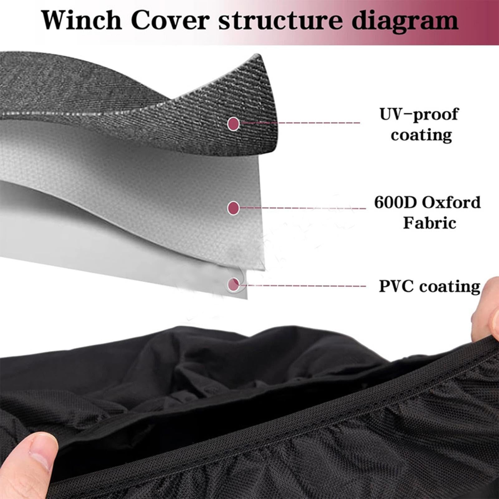Coperture per verricello, copertura antipolvere per verricello | Copertura antipolvere per verricello in tessuto Oxford 600D impermeabile e antipolvere, per verricello resistenti ai