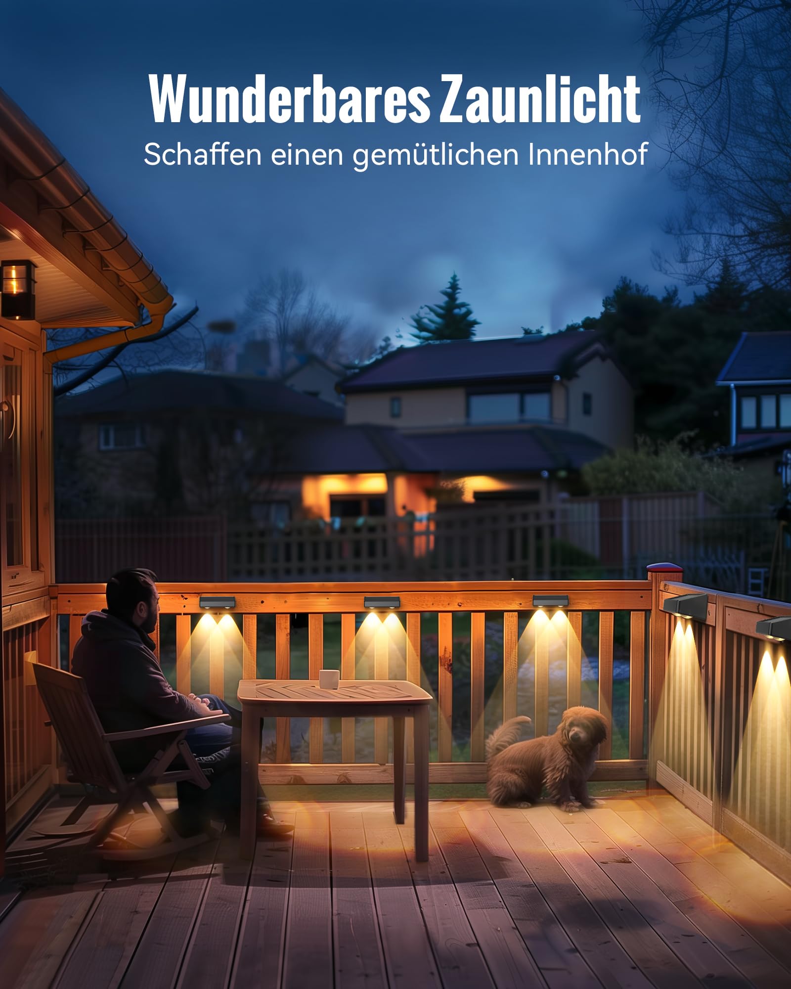 AGPTEK Solarlampen für Außen Wand Zaun Solarleuchten, 5 Modi, 8 Farbe & RGB | Wandleuchte Solarleuchten für Zaun, Terrasse, Balkon, Garten, Wand, Garage, IP65 Wasserdicht, Warmweiß, 8 Stück